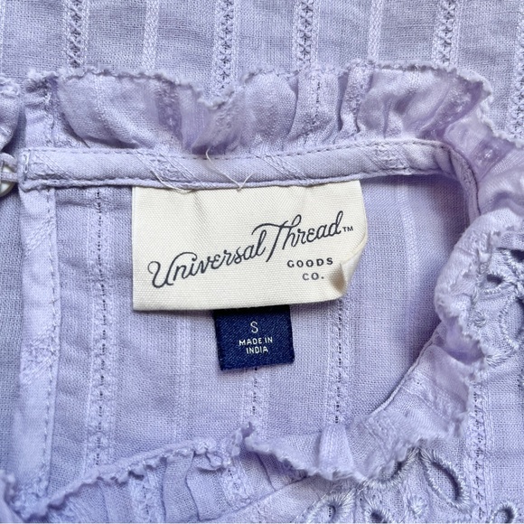 Universal Thread Top Women's Small Lilac Purple 100% Cotton Cottage Eyelet Beach - Picture 3 of 12
